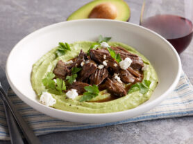 Braised Short Rib on California Avocado Tahini Puree