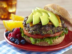 image of a burger with avocado