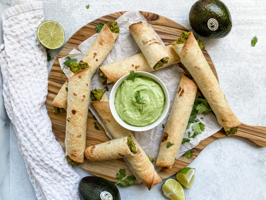 California Avocado Flautas with California Avocado Garlic Crema