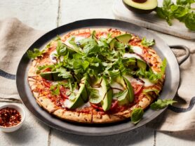 A photo of California Avocado Pizza Caprese