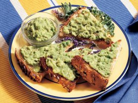 Plate of California Avocado spreads on whole grain toast.