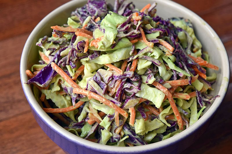 Bowl of creamy California Avocado coleslaw