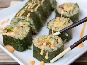 Quinoa Avocado Sushi Rolls on a Plate