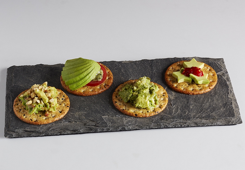 Four different avocado crackers