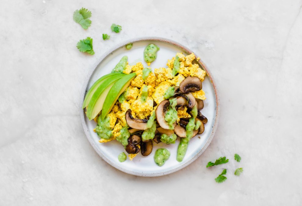 Tofu Scramble with California avocado Salsa Verde